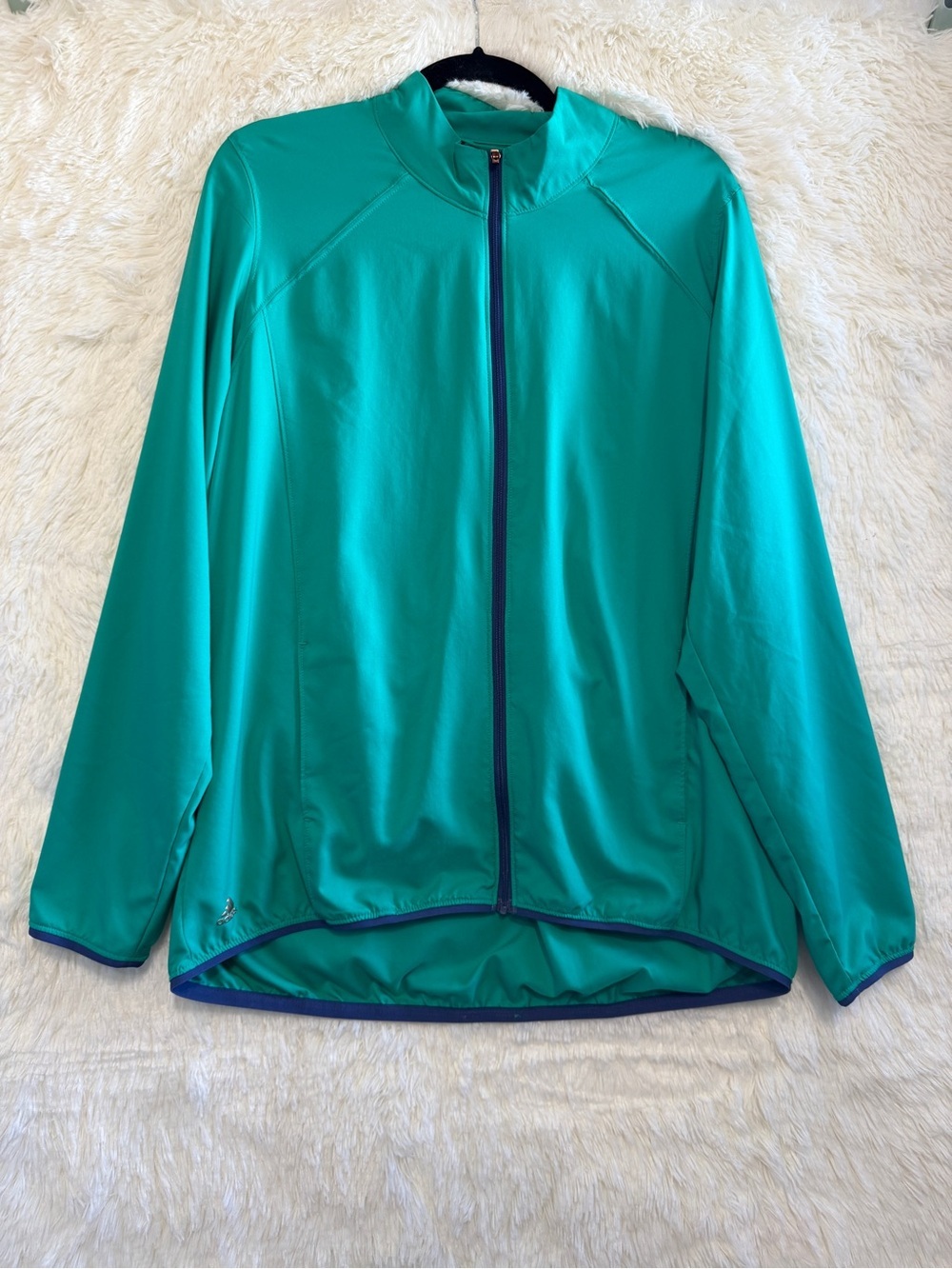 Adidas Womens Golf Wind Jacket Size XL Green Zip-up Pockets Athletic Sporty Logo
